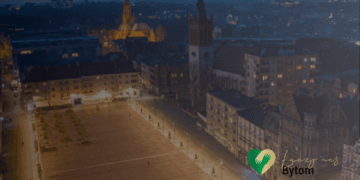 Rynek w Bytomiu nocą