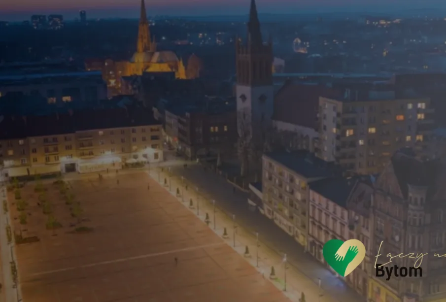 Rynek w Bytomiu nocą