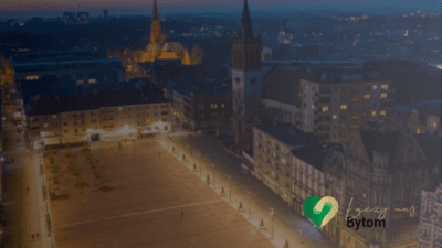 Rynek w Bytomiu nocą